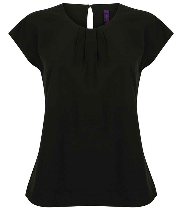 Henbury Ladies Pleat Front Short Sleeve Blouse