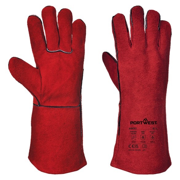 Welders 210 Split Leather Red Gauntlet