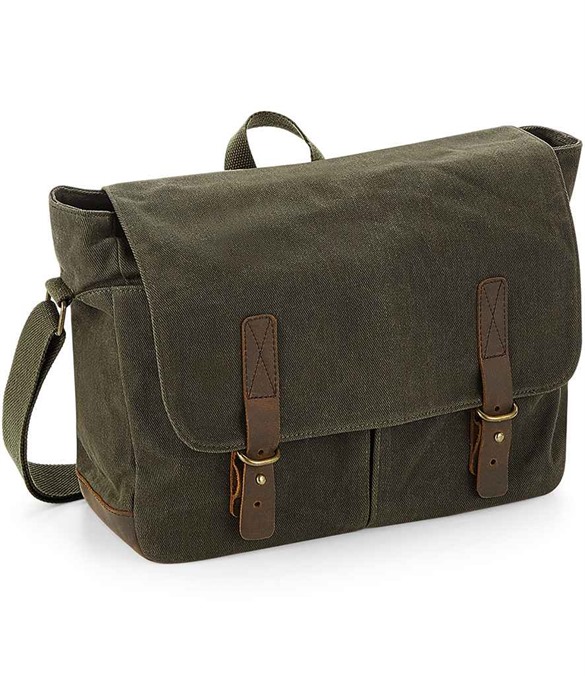 Quadra Heritage Waxed Canvas Messenger Bag
