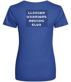 LLanion Warriors Rowing Club Ladies T shirt with Embroidered Centre Logo and Back Print 