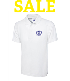SALE - CDC Junior Embroidered White Polo Shirt. Sizes 7-8 Years, 9-10 years.